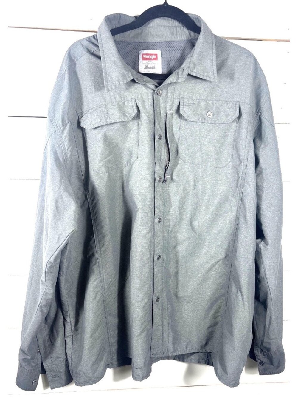 Wrangler Outdoor Series Mens Gray Long Sleeve Button-Down Shirt XXL Regular Fit